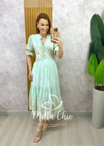 Vestido Valéria em Lesie Bordado - Vermelho - Milla Chic