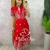 Vestido Valéria em Lesie Bordado - Vermelho - Milla Chic