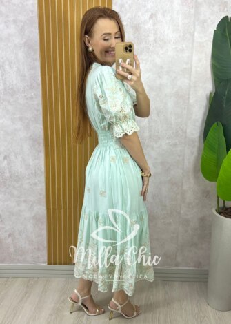 Vestido Valéria em Lesie Bordado - Vermelho - Milla Chic