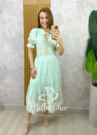 Vestido Valéria em Lesie Bordado - Vermelho - Milla Chic