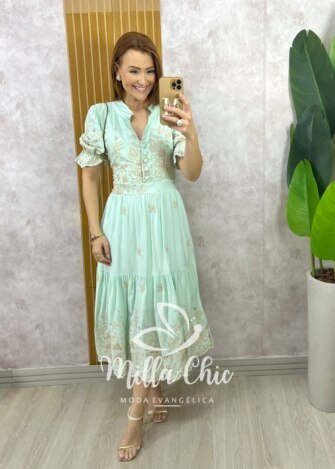 Vestido Valéria em Lesie Bordado - Vermelho - Milla Chic
