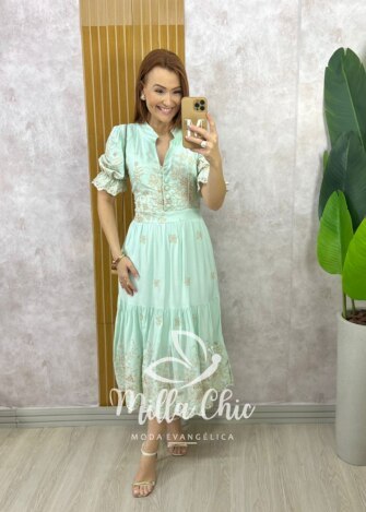 Vestido Valéria em Lesie Bordado - Vermelho - Milla Chic