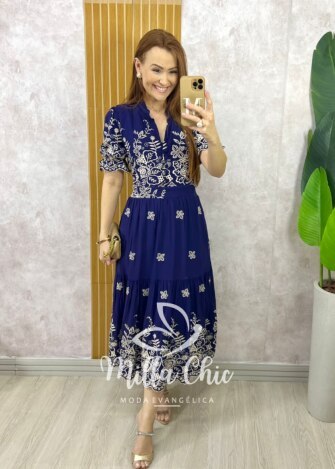 Vestido Valéria em Lesie Bordado - Vermelho - Milla Chic