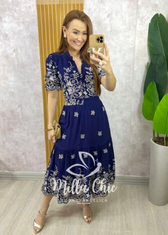 Vestido Valéria em Lesie Bordado - Vermelho - Milla Chic