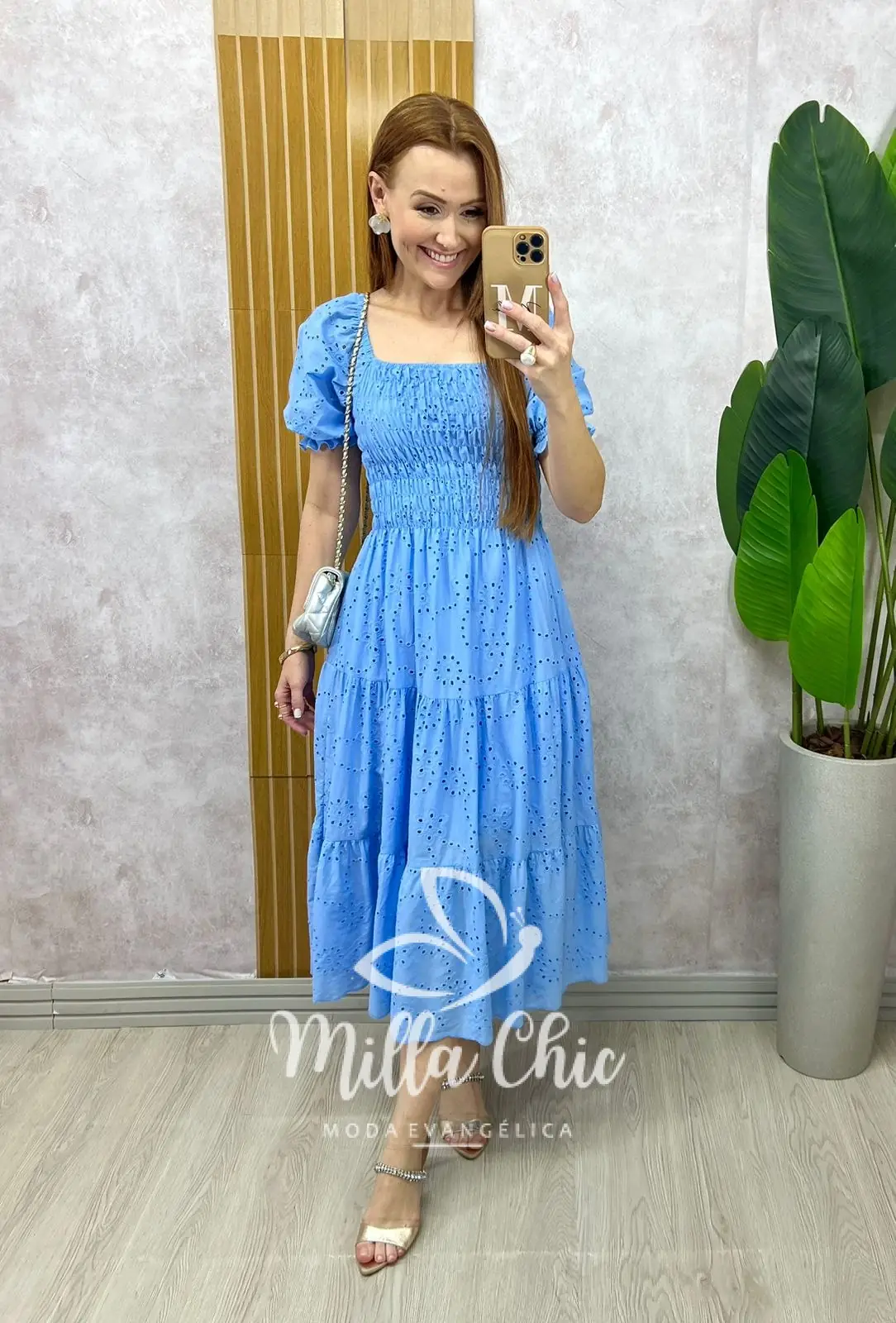 Vestido Yasmim em lesie azul Celeste – Milla Chic Vestido Yasmim em lesie azul Celeste - Milla Chic