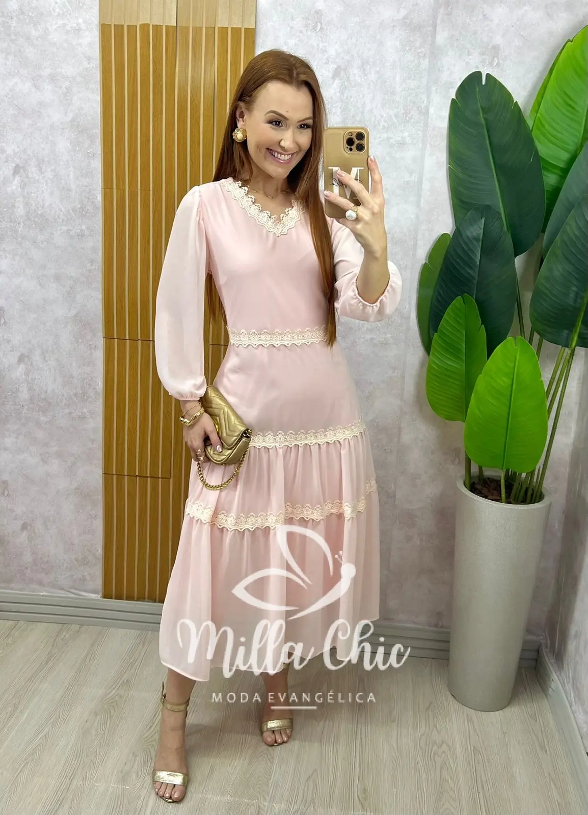 Vestido Fabiane em chiffon – Rosa delicate – Milla Chic Vestido Fabiane em chiffon - Rosa delicate - Milla Chic