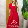 Vestido Nicole Em Alfaiataria - Vermelho Cereja - Milla Chic