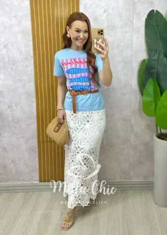 Saia Isis em crochet branca - Milla Chic