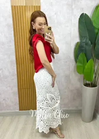 Saia Isis em crochet branca - Milla Chic
