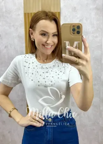 Blusa Mari em algodão bordada branca - Milla Chic