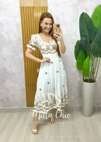 Vestido Miriam bordado – Branco – Milla Chic Vestido Miriam bordado - Branco - Milla Chic
