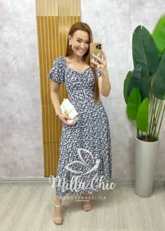 Vestido Pamela Em Viscolinho - estampado - Milla Chic