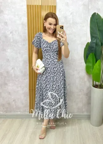Vestido Pamela Em Viscolinho - estampado - Milla Chic
