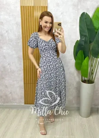 Vestido Pamela Em Viscolinho - estampado - Milla Chic