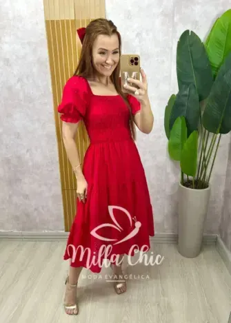 Vestido Yasmim em lesie cereja - Milla Chic