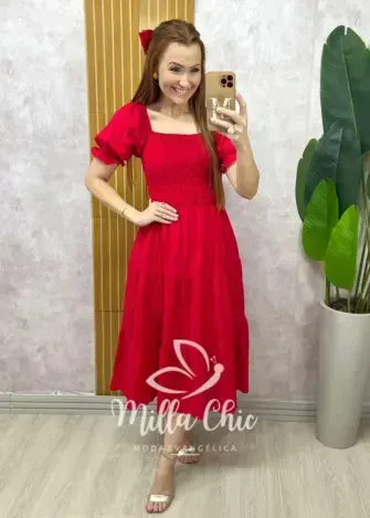 Vestido Yasmim em lesie cereja - Milla Chic
