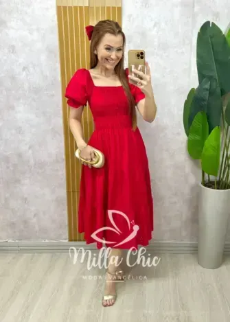 Vestido Yasmim em lesie cereja - Milla Chic