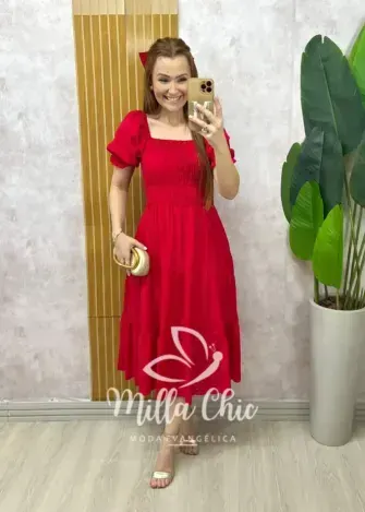 Vestido Yasmim em lesie cereja - Milla Chic