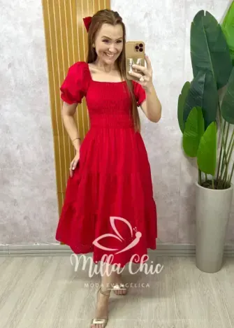 Vestido Yasmim em lesie cereja - Milla Chic