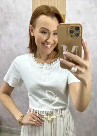 Blusa Iolanda Em Malha Algodão - Branca - Milla Chic