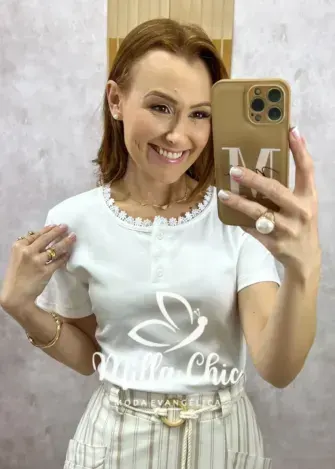 Blusa Iolanda Em Malha Algodão - Branca - Milla Chic