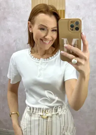 Blusa Iolanda Em Malha Algodão - Branca - Milla Chic