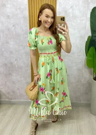 Vestido Melina Manga Princesa – Verde – Milla Chic Vestido Melina Manga Princesa - Verde - Milla Chic