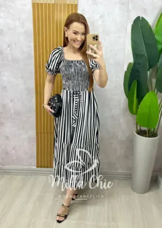 Vestido Melina Manga Princesa - Preto - Milla Chic