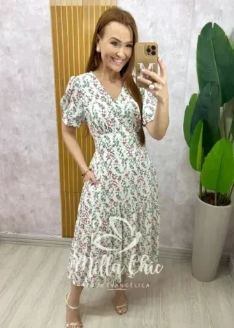 Vestido Lilian Em Viscolinho - Branco - Milla Chic