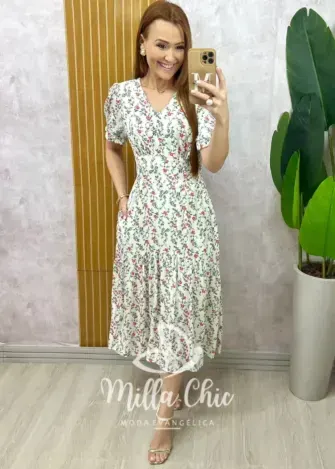Vestido Lilian Em Viscolinho - Branco - Milla Chic