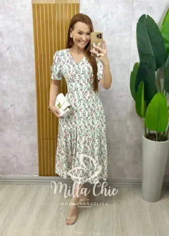 Vestido Lilian Em Viscolinho - Branco - Milla Chic