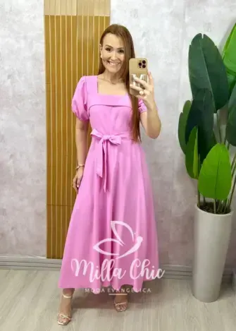 Vestido Nicole Em Alfaiataria - Rosa - Milla Chic