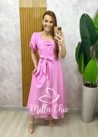 Vestido Nicole Em Alfaiataria - Rosa - Milla Chic