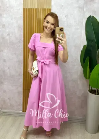 Vestido Nicole Em Alfaiataria - Rosa - Milla Chic