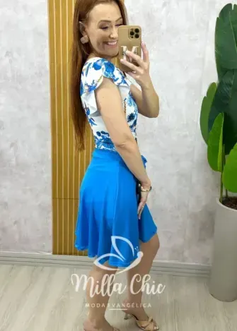 Conjunto Maiô E Short Saia - Azul - Milla Chic