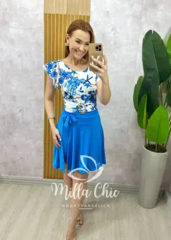Conjunto Maiô E Short Saia - Azul - Milla Chic