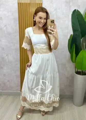 Vestido Isabel Em Lesie - Branco - Milla Chic