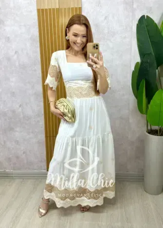 Vestido Isabel Em Lesie - Branco - Milla Chic