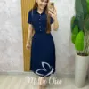 Conjunto Antonela em linho - Azul Marinho - Milla Chic