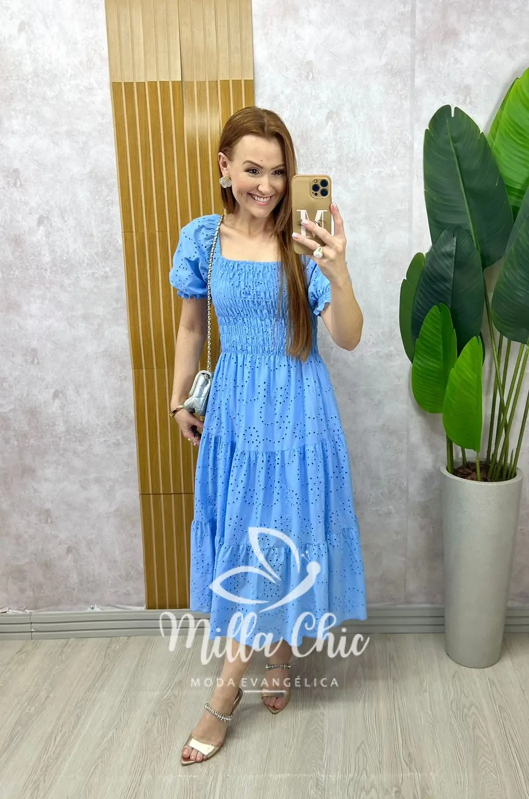 Vestido Yasmim em lesie azul Celeste – Milla Chic Vestido Yasmim em lesie azul Celeste - Milla Chic