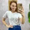 Blusa Mari em algodão bordada branca - Milla Chic