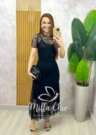 Vestido Bruna em renda - Preto - Milla Chic