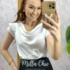 Blusa Amália em cetim Branca - Milla Chic
