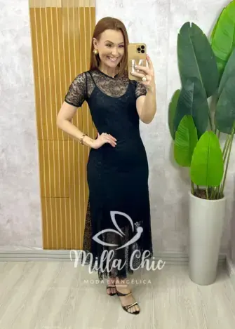 Vestido Bruna em renda - Preto - Milla Chic