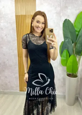 Vestido Bruna em renda - Preto - Milla Chic