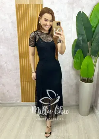 Vestido Bruna em renda - Preto - Milla Chic