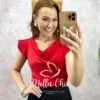 Blusa Amália em cetim vermelho tomate - Milla Chic