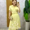 Conjunto Antonela em linho - Amarelo Manteiga - Milla Chic