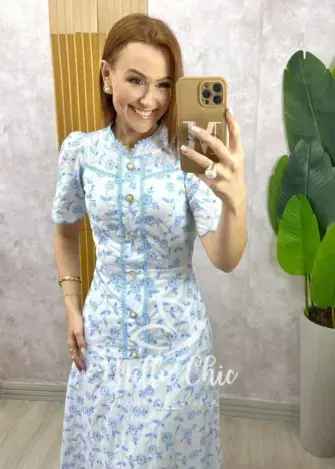Vestido Brigida  em lesie bordada - Milla Chic