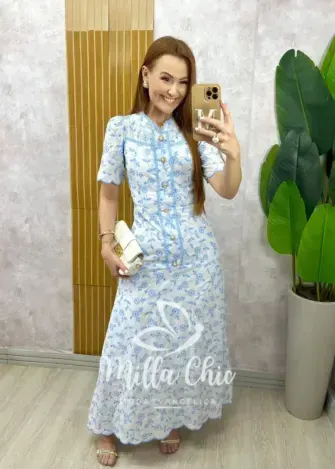 Vestido Brigida  em lesie bordada - Milla Chic